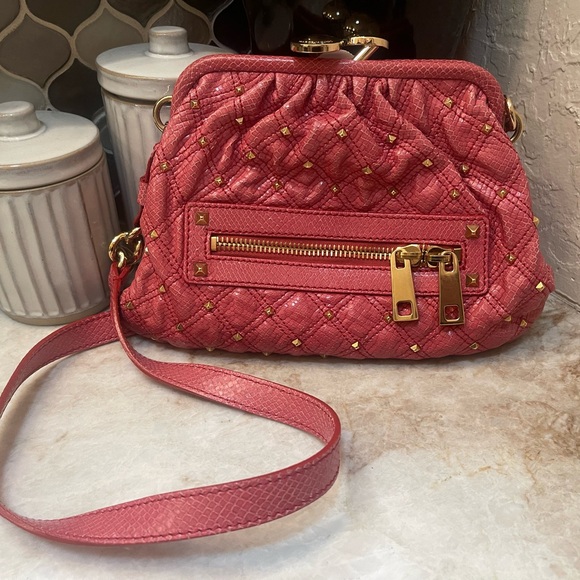 Marc Jacobs mini Stam bag studded  Quilted Pink kiss lock bag GORGEOUS *Y2K* - Picture 1 of 15